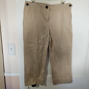 Talbots Beige Cropped Pants with Button Accents